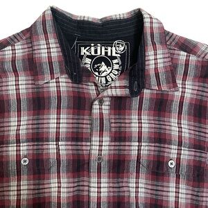 Kuhl Men's Burgundy and Gray Plaid Shirt